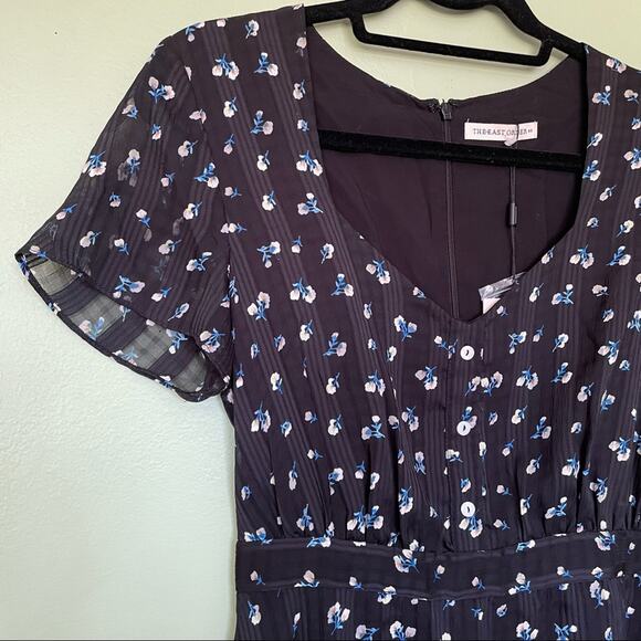 The East Order Ami Mini Floral Dress Ditsy Ruffle Black Blue Cottagecore XS - Picture 7 of 13